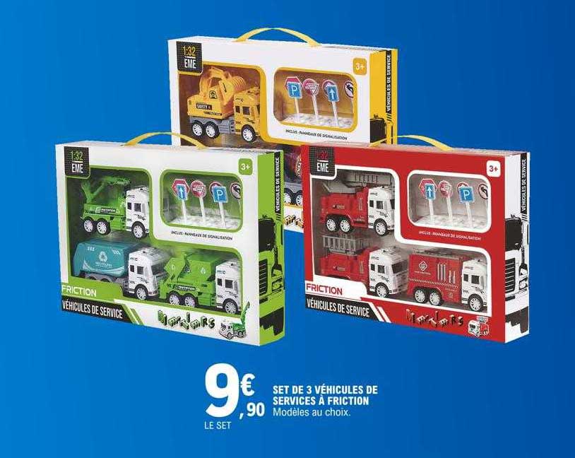 set de 3 véhicules de services à friction