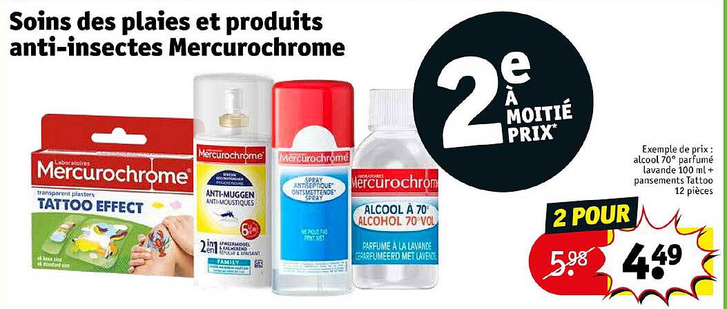 soins des plaies et produits anti-insectes mercurochrome