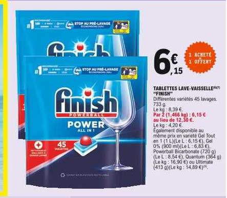 tablettes lave-vaisselle "finish"