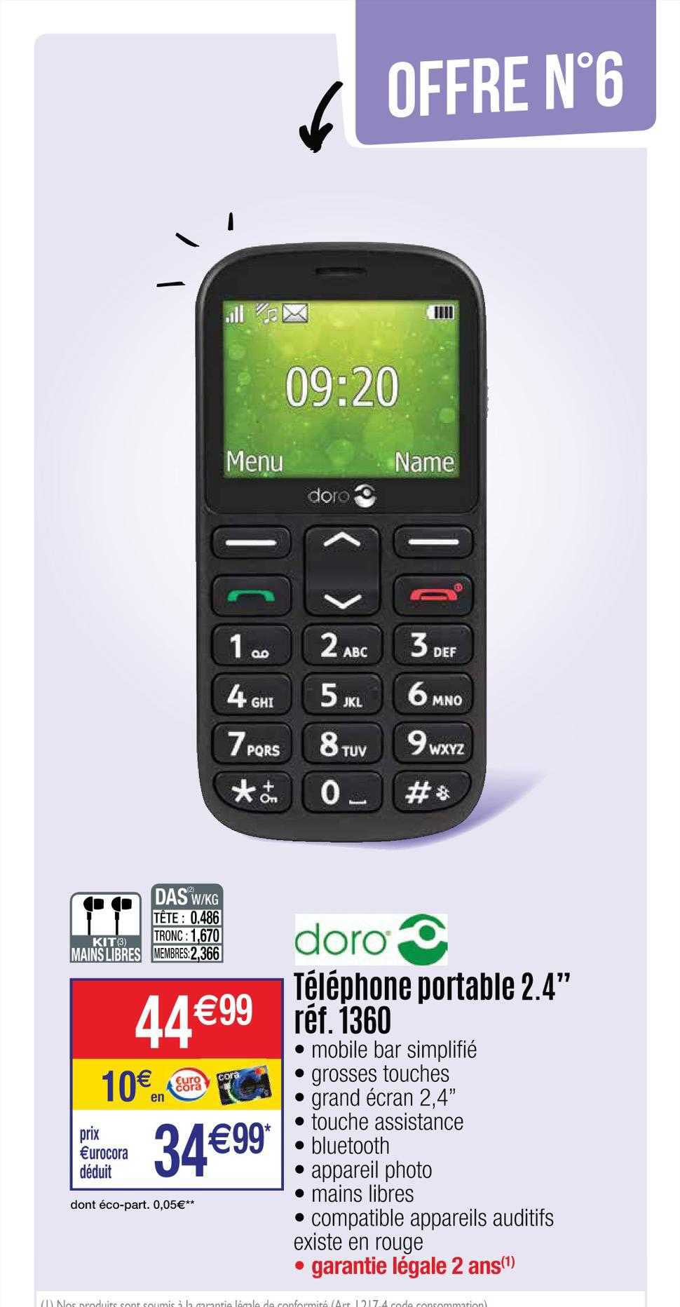 téléphone portable 2.4" doro