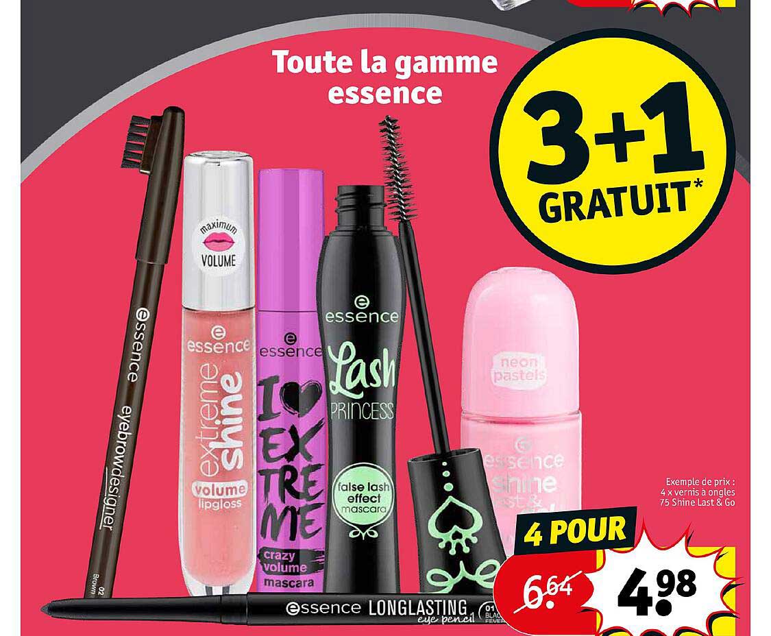 toute la gamme essence 4 x vernis à ongles 75 shine last & go