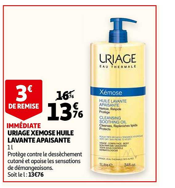 uriage xemose huile lavante apaisante