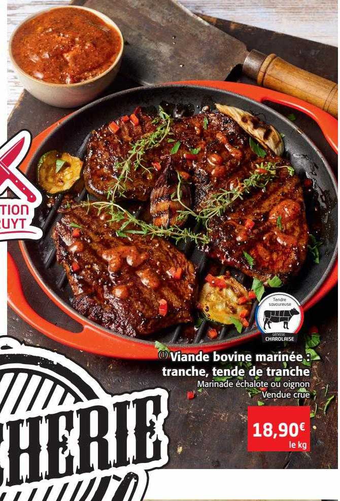 viande bovine marinée : tranche, tende de tranche