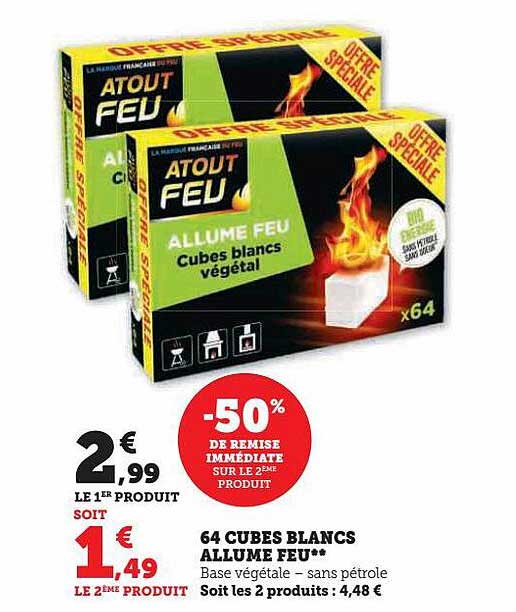64 cubes blancs allume feu