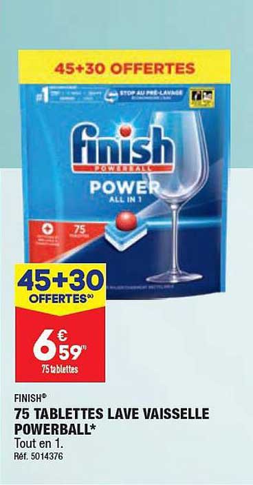 75 tablettes lave vaisselle powerball finish