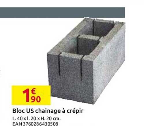 bloc us chainage à crépir