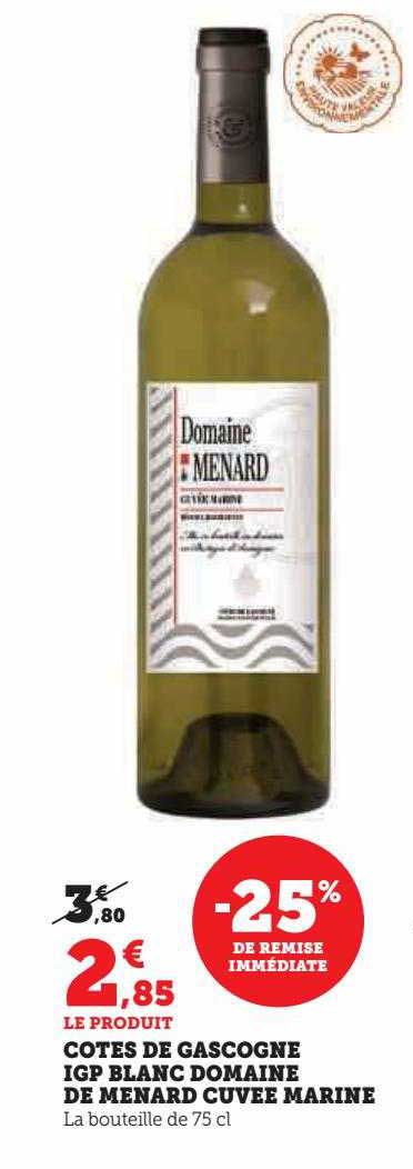 côtes de gascogne igp blanc domaine de menard cuvée marine