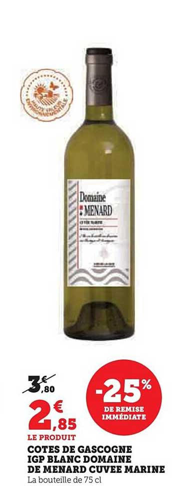 côtes de gascogne igp blanc domaine de ménard cuvée marine