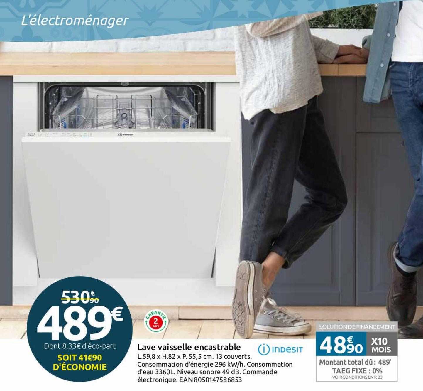 lave vaisselle encastrable indesit