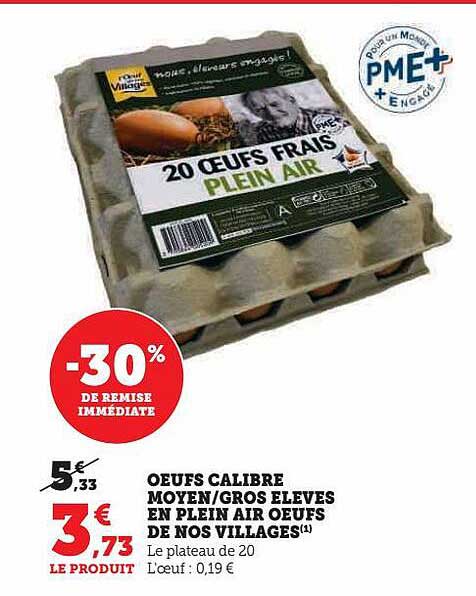 œufs calibre moyen-gros élevés en plein air œufs de nos villages