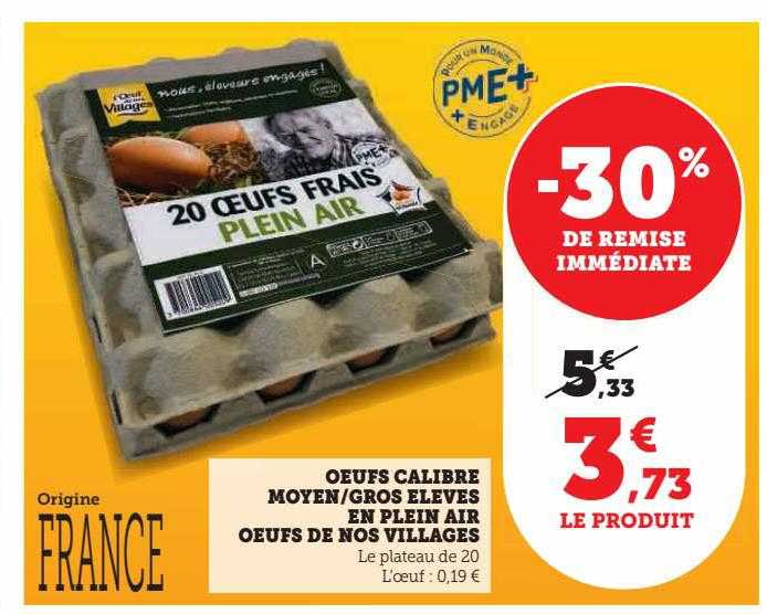 œufs calibre moyen-gros élevés en plein air œufs de nos villages