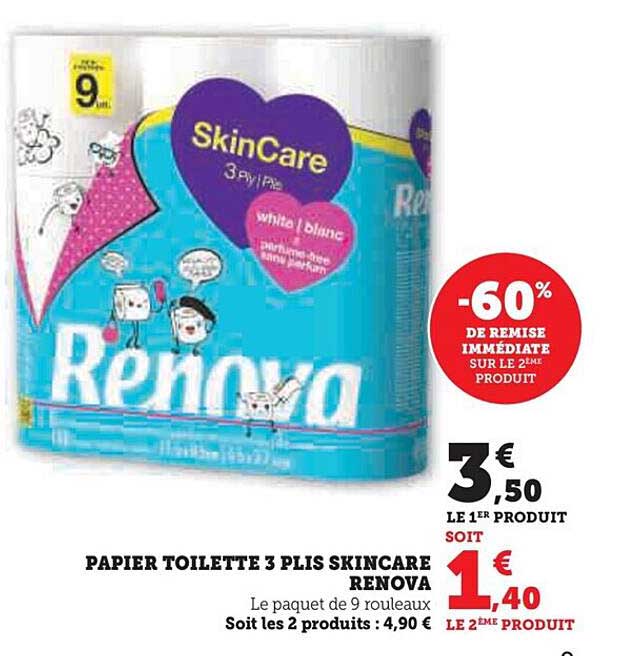 papier toilette 3 plis skincare renova