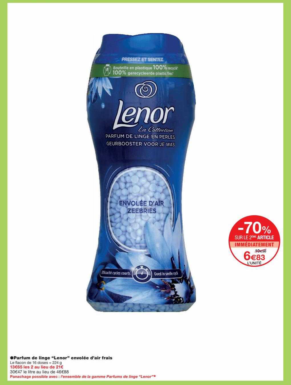 parfum de linge "lenor" envolée d'air frais