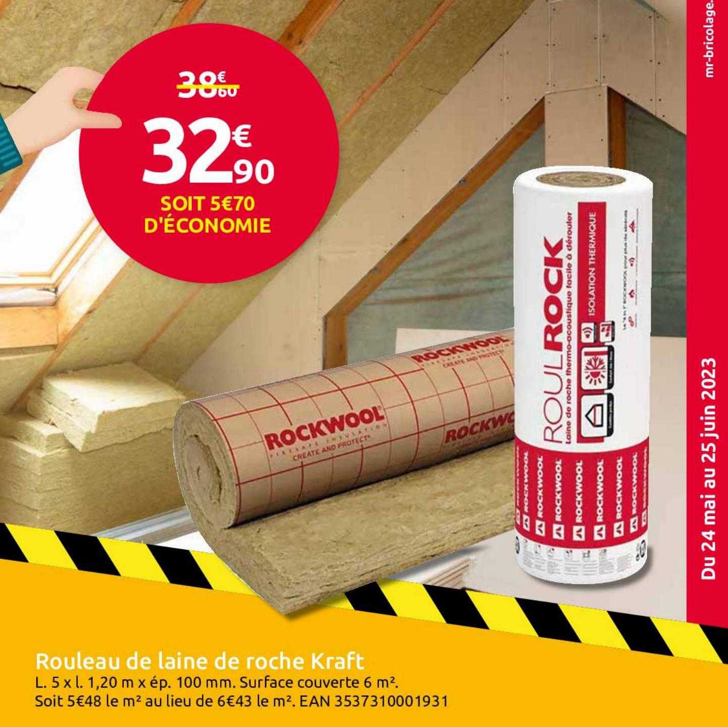 rouleau de laine de roche kraft rockwool