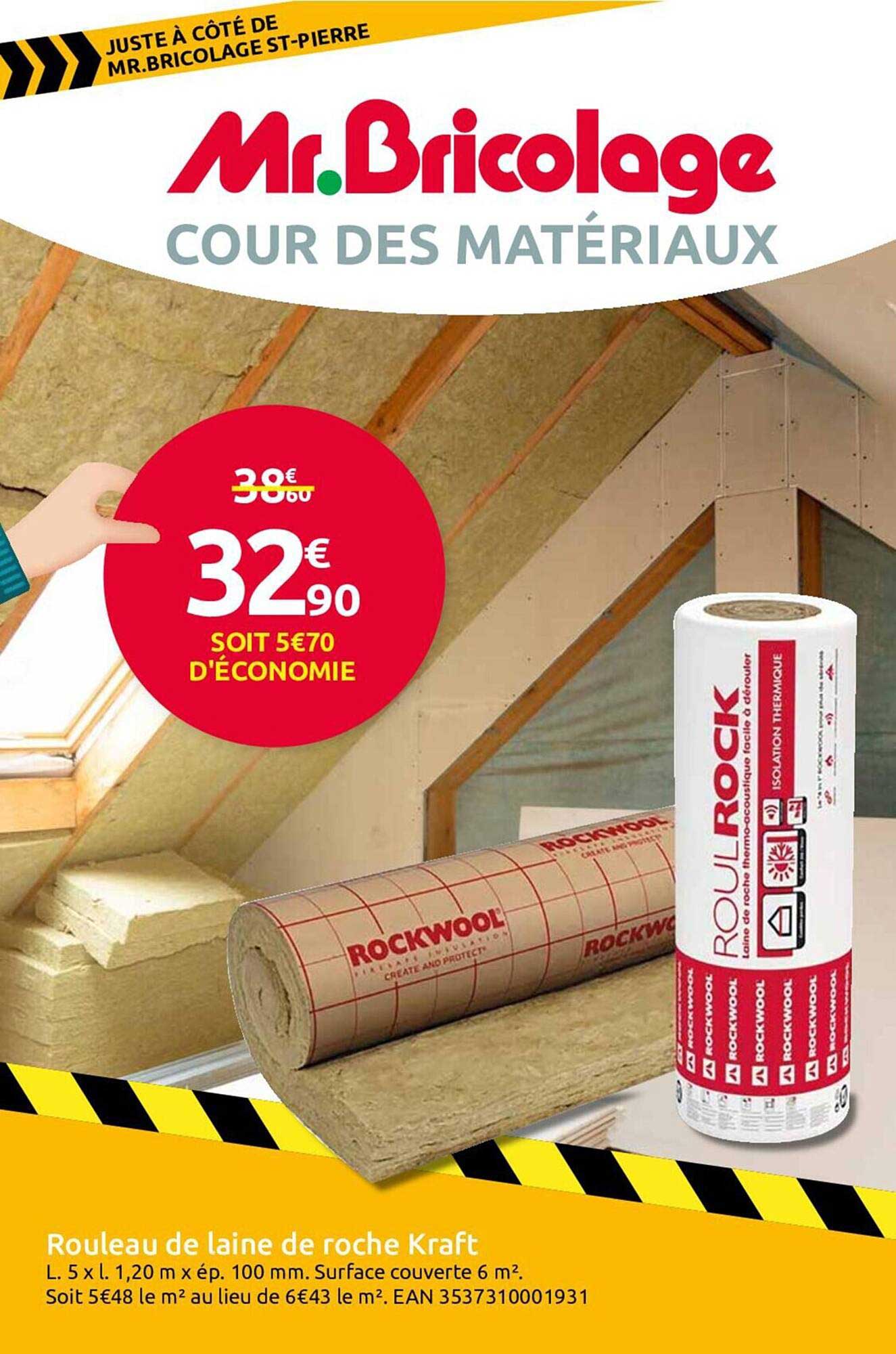 rouleau de laine de roche kraft rockwool
