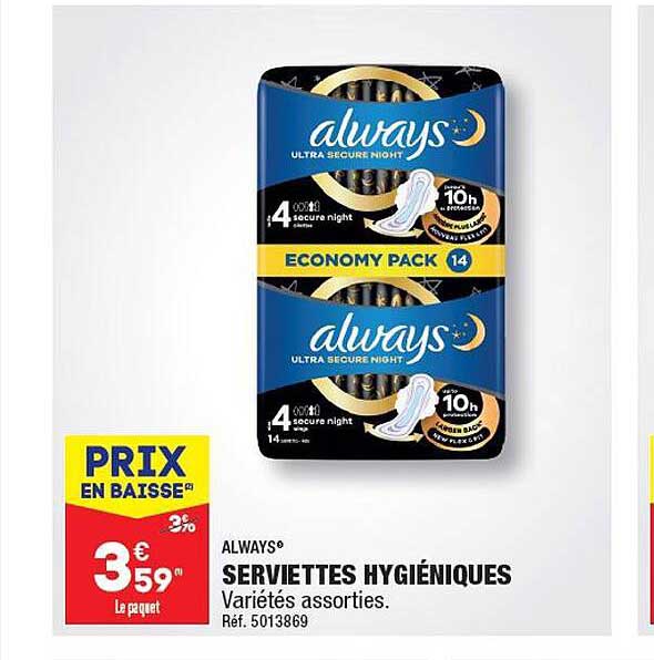 serviettes hygiéniques always