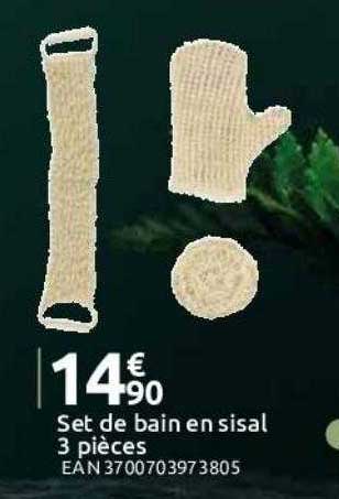 set de bain en sisal 3 pièces