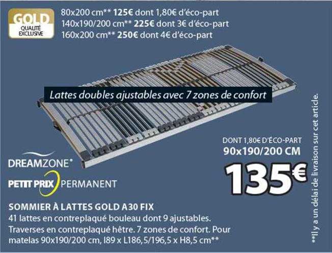 Sommier à Lattes Gold A30 Fix Dreamzone