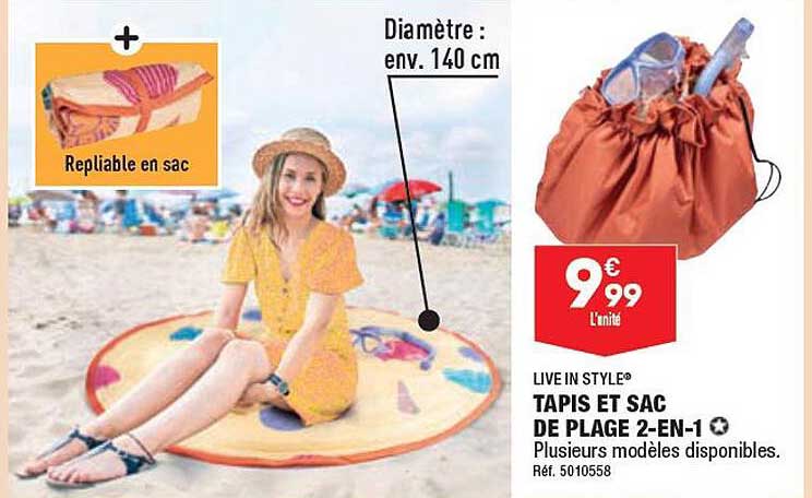 tapis et sac de plage 2-en-1 live in style