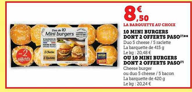 10 mini burgers dont 2 offerts paso ou 10 mini burgers dont 2 offerts paso