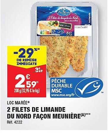 2 filets de limande du nord façon meunière loc marée