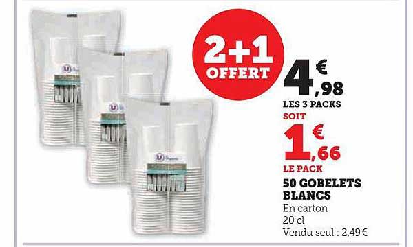 50 Gobelets Blancs
