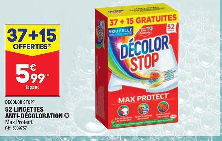 52 lingettes anti-décoloration décolor stop