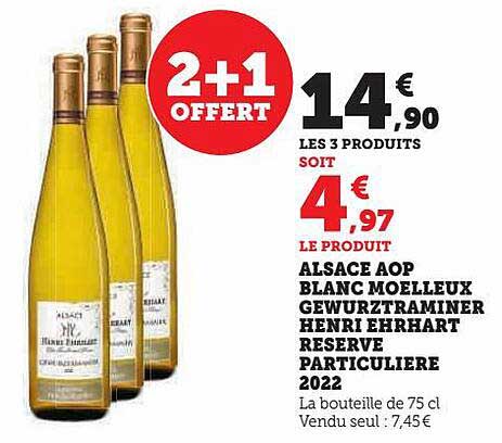 alsace aop blanc moelleux gewurztraminer  henri ehrhart réserve particulière 2022