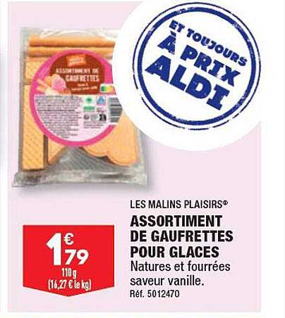 assortiment de gaufrettes pour glaces les malins plaisirs