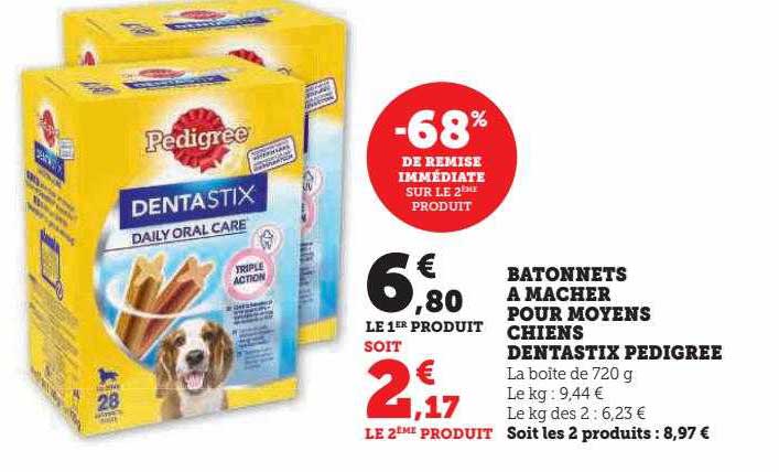 bâtonnets à mâcher pour moyens chiens dentastix pedigree