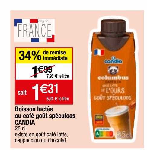 boisson lactée au café goût spéculoos candia
