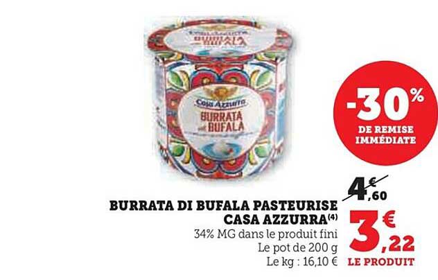 burrata di bufala pasteurisé casa azzurra