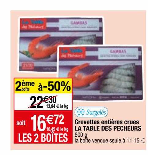 crevettes entières crues la table des pecheurs
