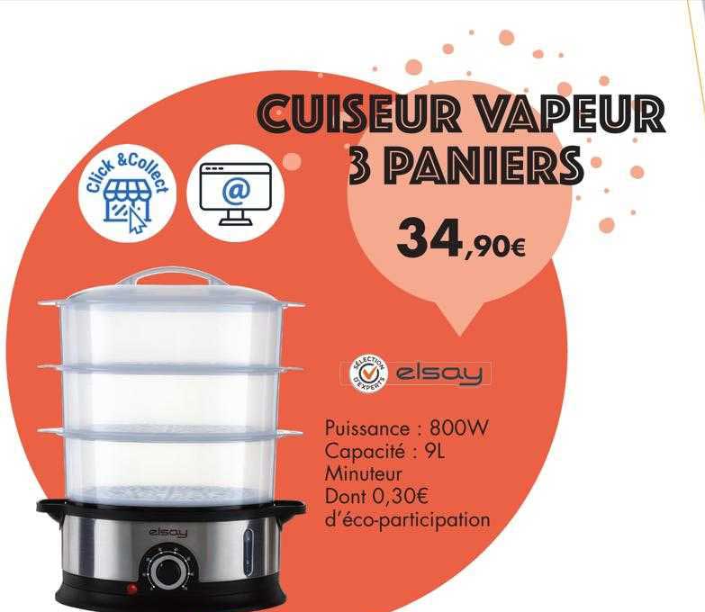 Cuiseur Vapeur 3 Paniers Elsay