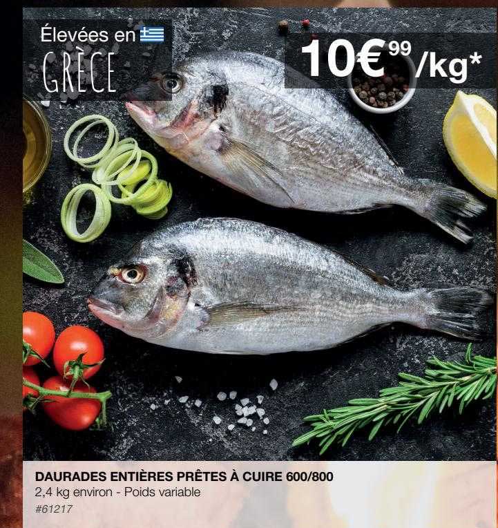 daurades entières prêtes à cuire 600-800