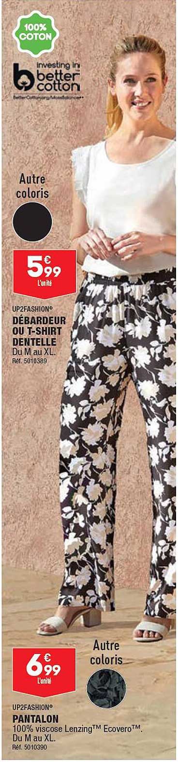 débardeur ou t-shirt dentelle up2fashion, pantalon up2fashion