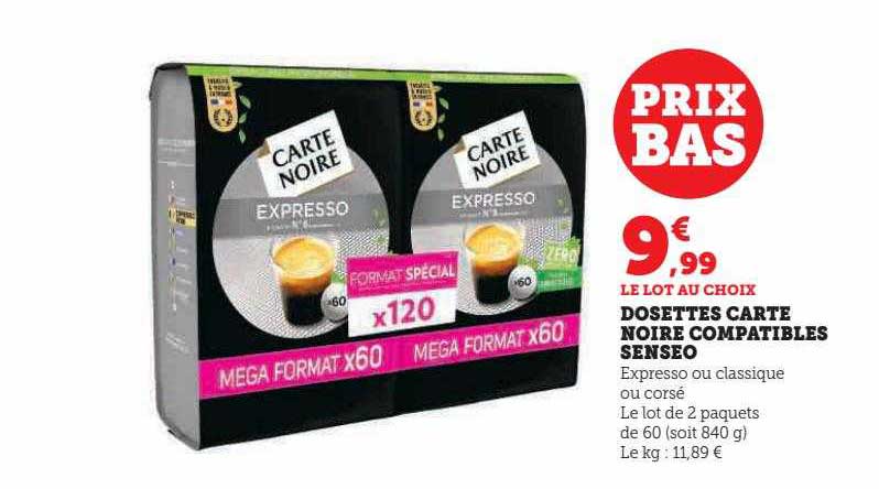 dosettes carte noire compatibles senseo