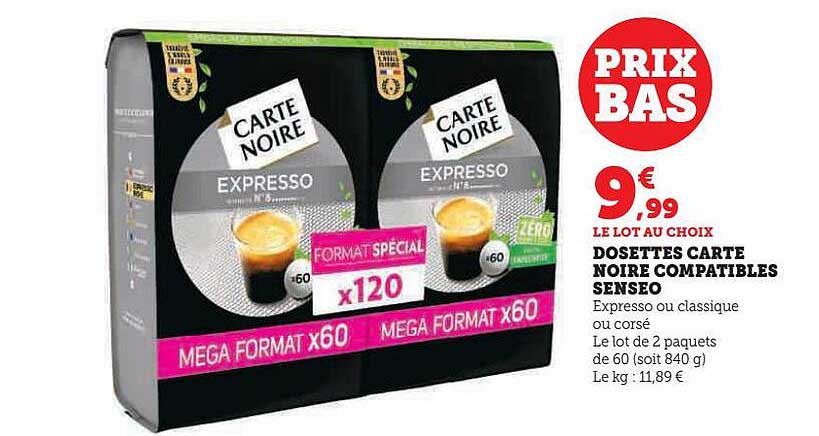dosettes carte noire compatibles senseo