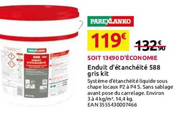 enduit d'étanchéité 588 gris kit parexlanko