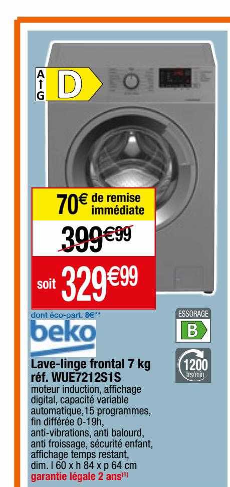 lave-linge frontal 7 kg beko