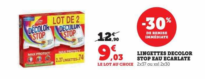 lingettes décolor stop eau écarlate