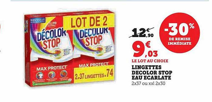 lingettes décolor stop eau écarlate
