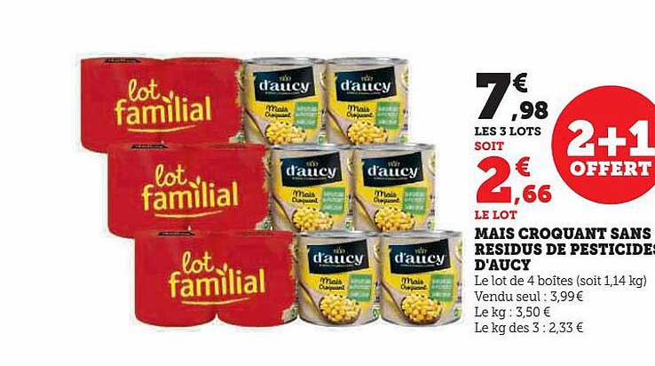 maïs croquant sans résidus de pesticides d'aucy