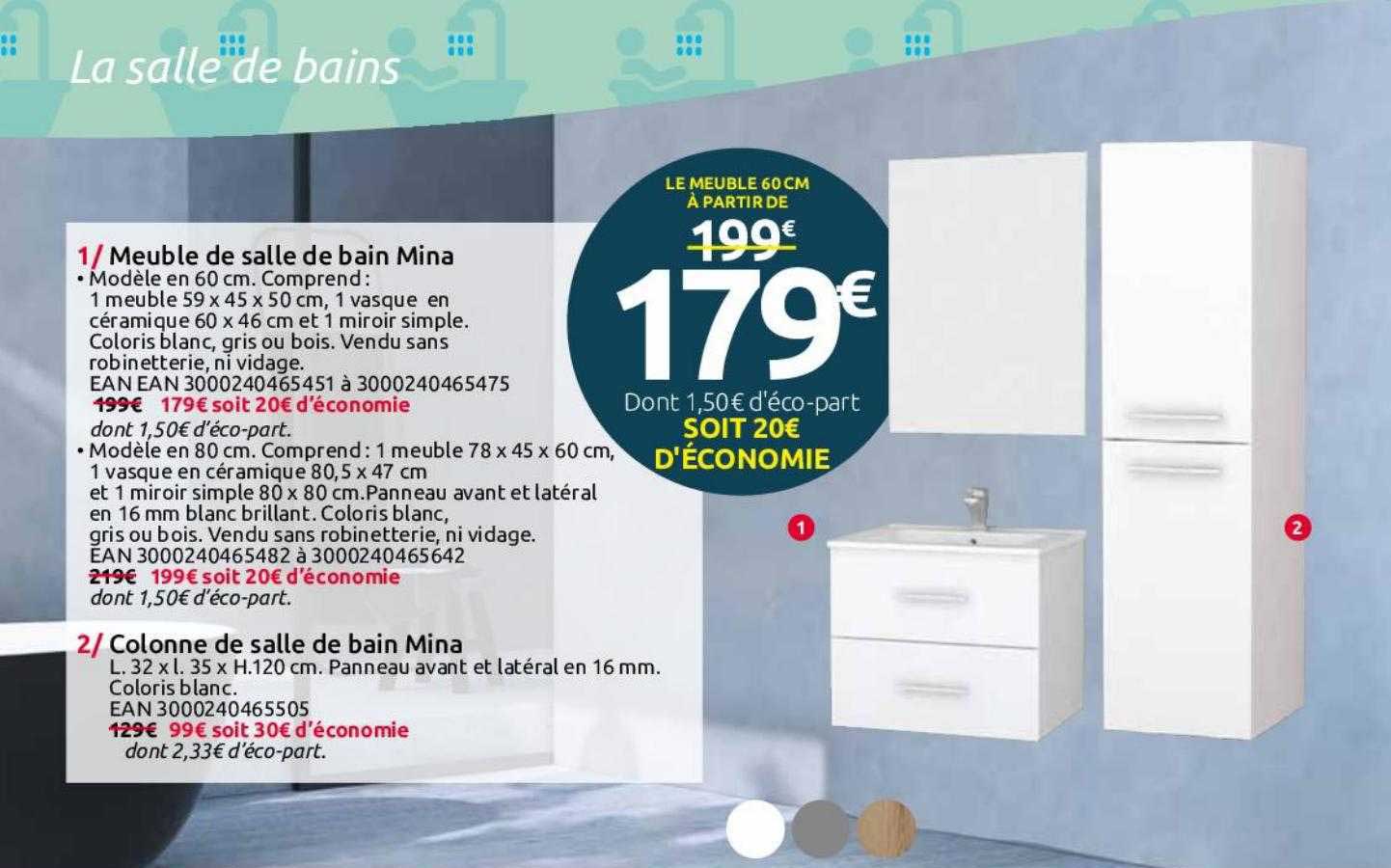 meuble de salle de bain mina, colonne de salle de bain mina