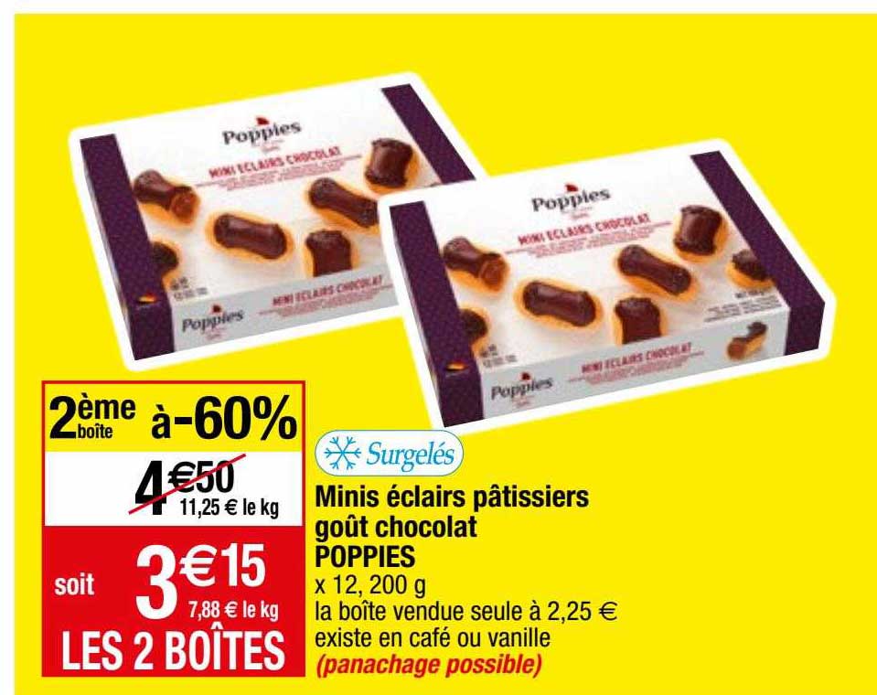 minis éclairs pâtissiers goût chocolat poppies