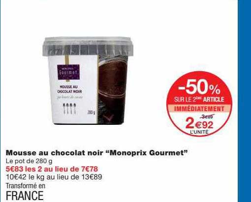 Mousse Au Chocolat Noir "monoprix Gourmet"