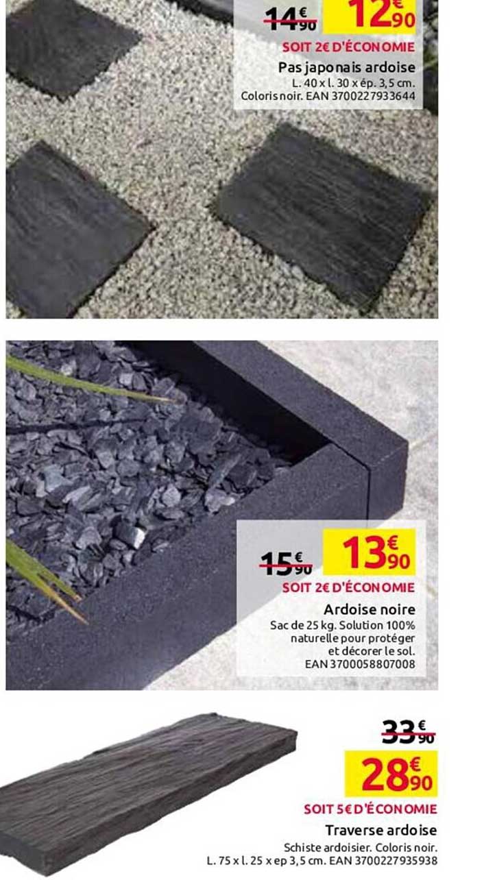 pas japonais ardoise, ardoise noire, traverse ardoise