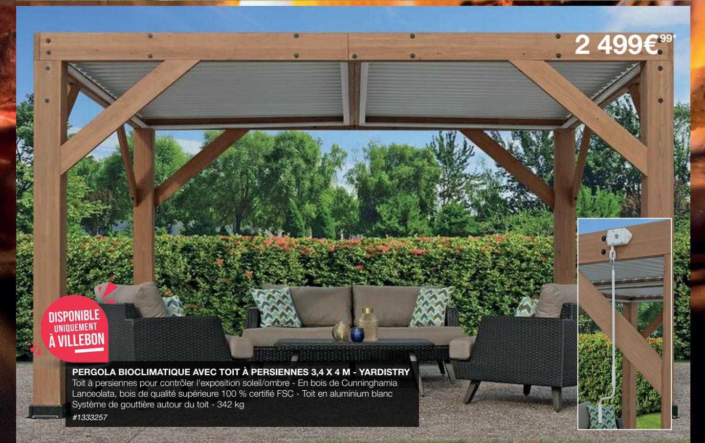 pergola bioclimatique avec toit à persiennes yardistry