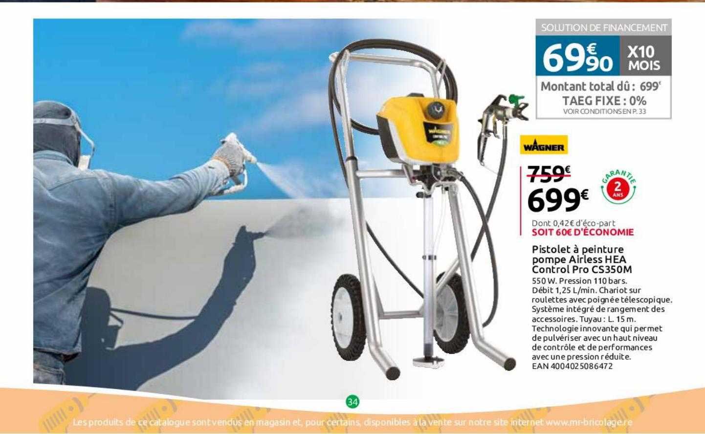 pistolet à peinture pompe airless hea control pro cs350m wagner