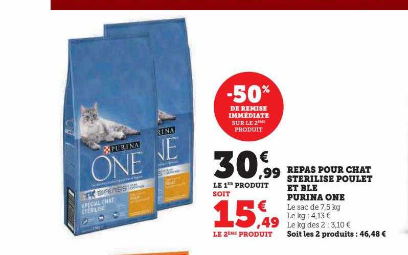 Repas Pour Chat Stérilisé Poulet Et Blé Purina One